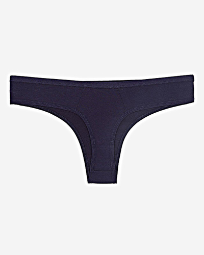 Culotte string femme en coton bleu marine avec l'inscription - Sous-vêtements