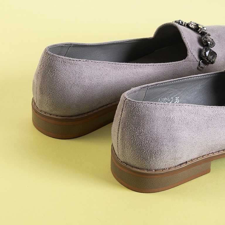 Mocassins femme gris avec ornements Unisea - Footwear