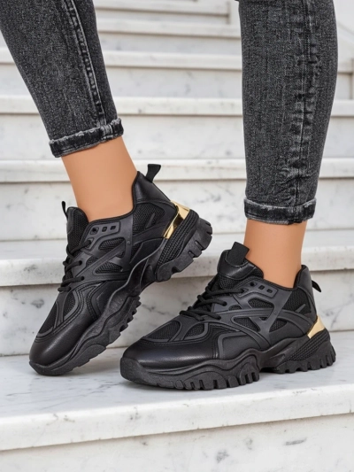 Stilosa Luma Baskets Noires pour Femmes en Cuir Écologique