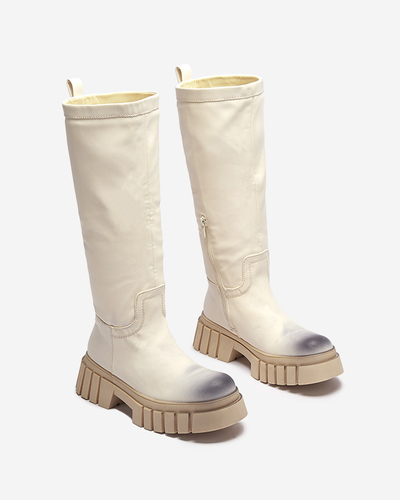 Bottes mi-mollet Astaroth pour femmes crème - Chaussures