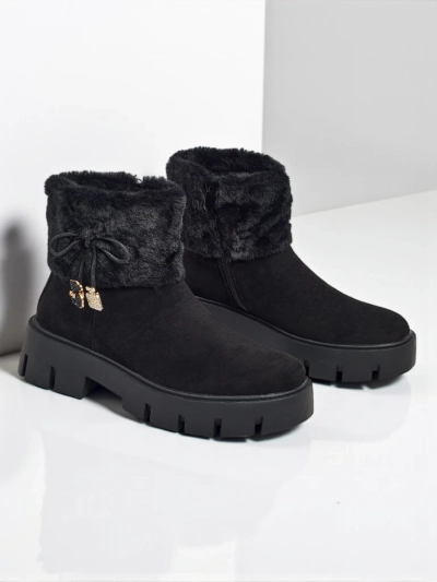 Bottines hautes pour femmes en éco-daim avec fourrure Vernaya