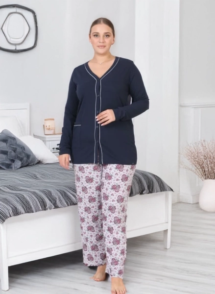 Pyjama en coton pour femme Royalfashion, motif fleuri, GRANDE TAILLE