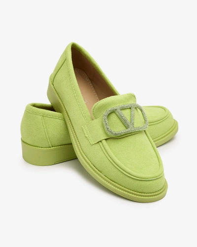 Royalfashion Mocassins pour femmes vert citron avec ornement Fogras