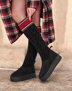 Royalfashion Bottes de style snowboot pour femmes avec une tige semblable à une chaussette Kokumi