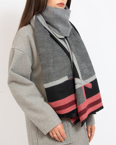 Royalfashion Echarpe légère pour femme gris-rose avec imprimé