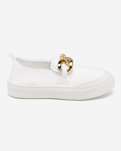 OUTLET Slip-on blanc pour femme avec semelle plus épaisse et décoration Senula - Footwear