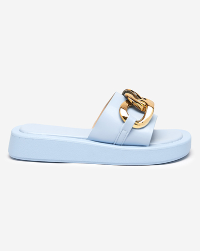 Chaussons femme bleus avec chaîne dorée Reteris - Chaussures