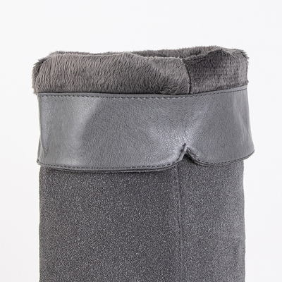 Bottines grises pour femme à talon compensé Hiloumi - Chaussures