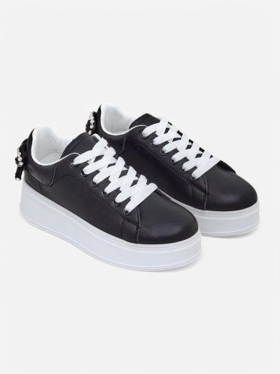 Royalfashion Sneakers de sport pour femmes à plateforme avec nœud en ruban