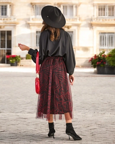 Jupe midi pour femmes à motif Royalfashion avec tulle