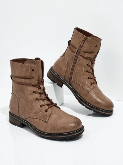 Bottines lacées pour femmes en cuir écologique Ravonna