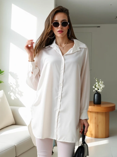Royalfashion Chemise longue pour femme oversize