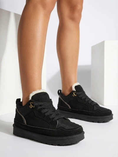 Baskets pour Femmes Diana Noires en Daim Confortables pour l'Hiver