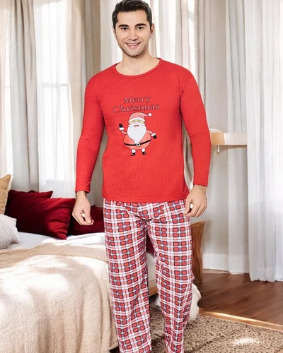 Pyjama en coton pour hommes Royalfashion Noël 2 pièces Joyeux Noël GRANDE TAILLE