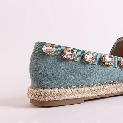 OUTLET Espadrilles femme vertes avec cristaux Wamba - Chaussures