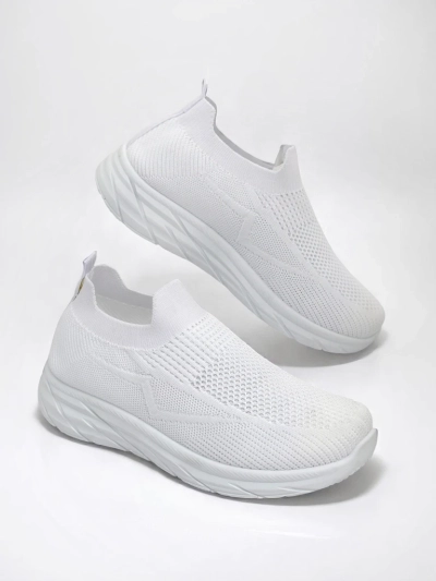 Royalfashion Chaussures de sport à enfiler pour femmes Whites