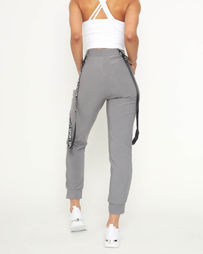 Pantalon cargo pour femme gris avec bretelles - Vêtements