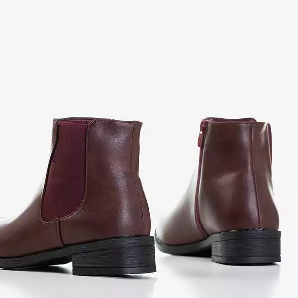 OUTLET Chelsea boots femme bordeaux à talons plats Timea - Chaussures