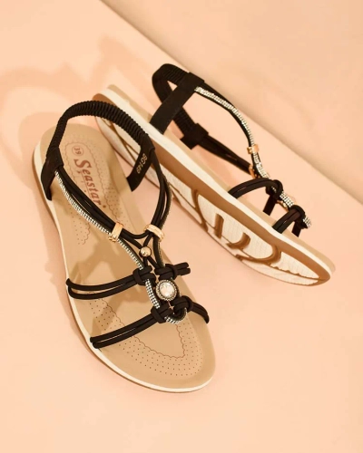 Royalfashion Sandales à zircon pour femme Solin