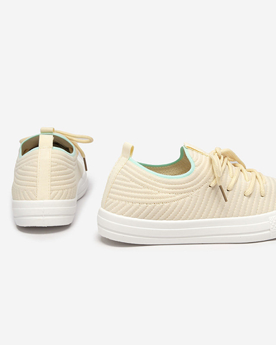 OUTLET Baskets côtelées beiges pour femme Manfer- Footwear