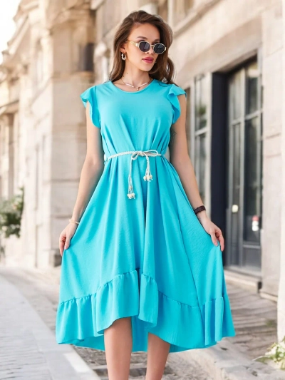 Robe midi pour femmes Royalfashion avec volants et manches courtes