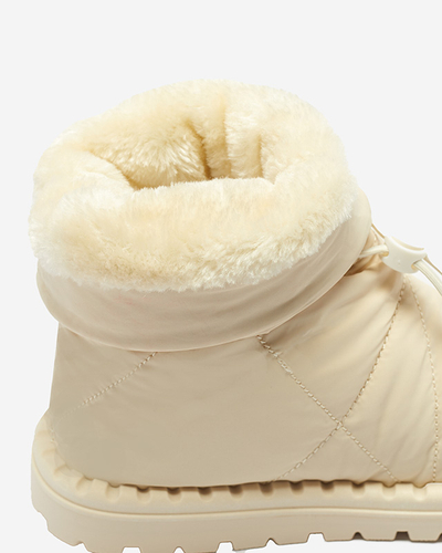 Bottes de neige matelassées crème pour femmes sur une semelle plate Ferri - Footwear