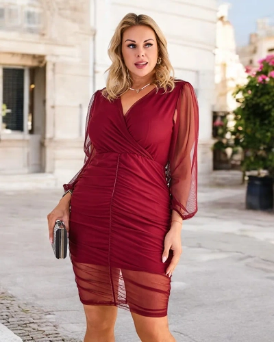 Robe mini femme Royalfashion avec fronçage GRANDE TAILLE