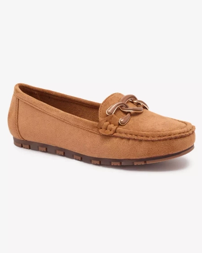 Mocassins pour femme en couleur camel avec chaîne Lertika - Chaussures