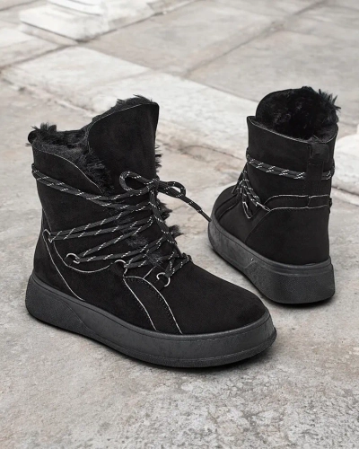 Royalfashion Bottes de neige à lacets pour femmes Mommer