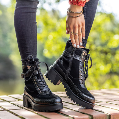 Bottines noires avec gaufrage Alabi - Chaussures