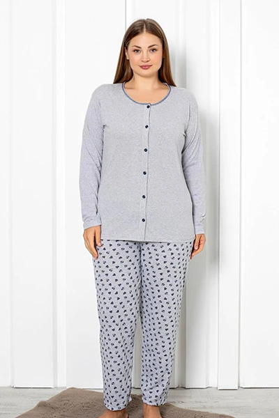 Mode royale Pyjama 2 pièces en coton pour femmes avec des cœurs GRANDE TAILLE