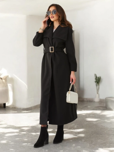 Manteau maxi royalfashion pour femmes avec ceinture