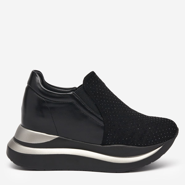 OUTLET Baskets noires pour femme avec talon compensé dissimulé Elema - Footwear