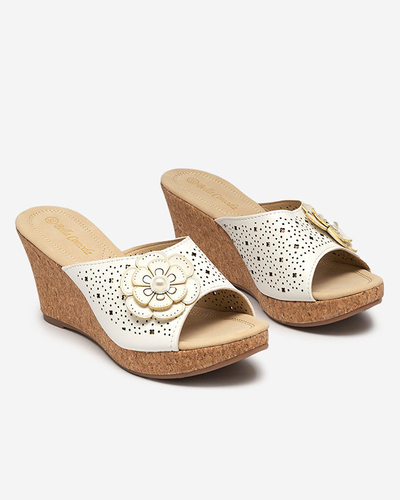 OUTLET Chaussons compensés femme beige Dombas- Footwear