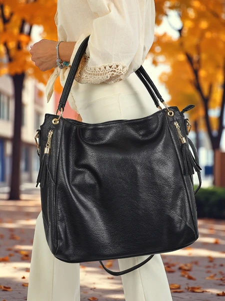 Sac pour femme Atena Nero – élégant sac noir en cuir écologique
