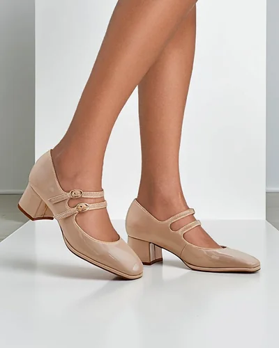 Royalfashion Pompes en cuir verni pour femmes avec brides Weyy