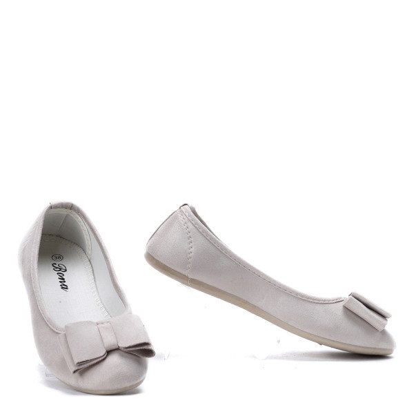 Beżowe baleriny z kokardą Wake Me Up- Obuwie