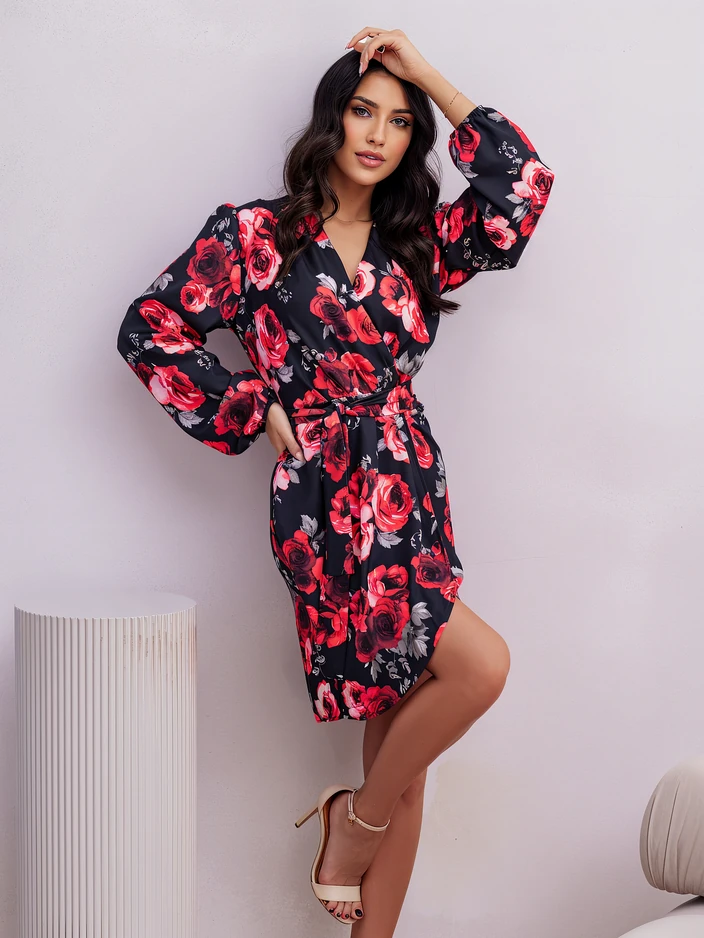 Robe mi-longue Royalfashion pour femmes avec motif floral