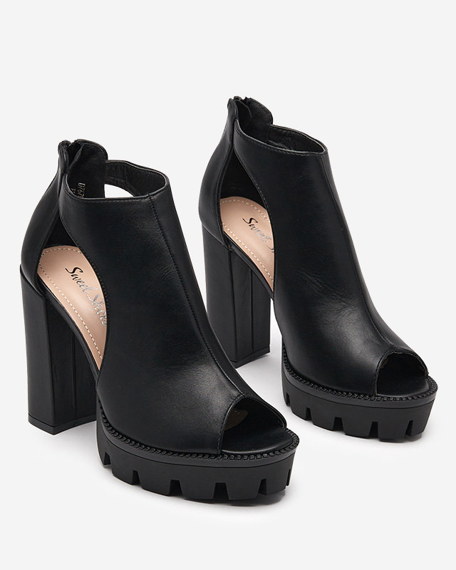 OUTLET Sandales noires pour femmes sur un poteau avec des coupes Dopofi- Footwear