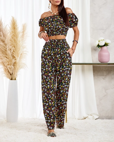 Royalfashion Ensemble floral deux pièces pour femmes