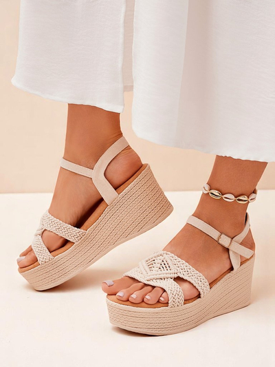 Royalfashion Sandales compensées femme tressées Sunny Day