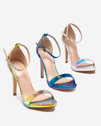 OUTLET Sandales holographiques argentées pour femme sur talon aiguille Fasiro - Footwear