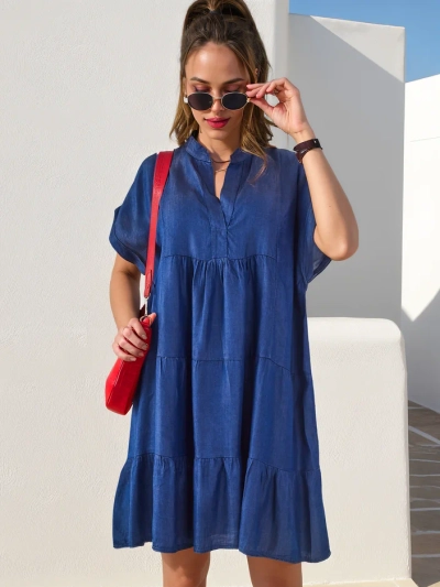 Royalfashion Tunique femme cousue ressemblant à une robe en jean