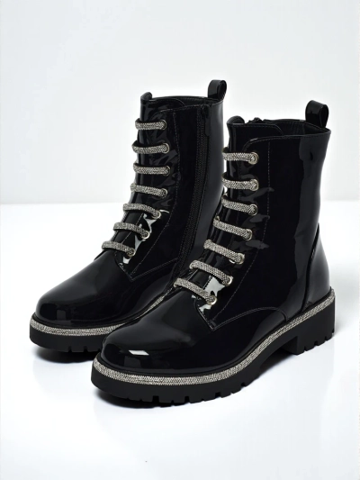 Bottines vernies à lacets pour femmes Fjorra