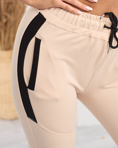 Pantalon de jogging femme beige avec empiècements - Vêtements