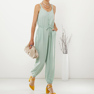 Combinaison femme coton menthe à boutons - Vêtements