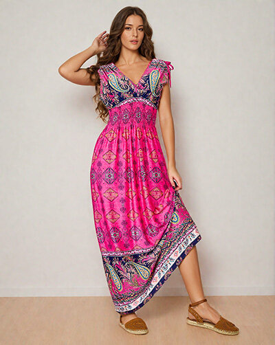 Royalfashion Robe midi imprimée pour femme