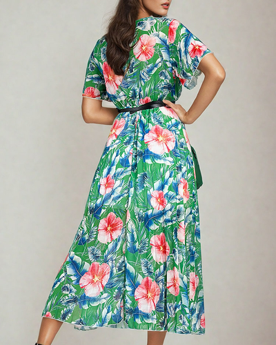 Royalfashion Robe midi plissée à motif floral pour femme