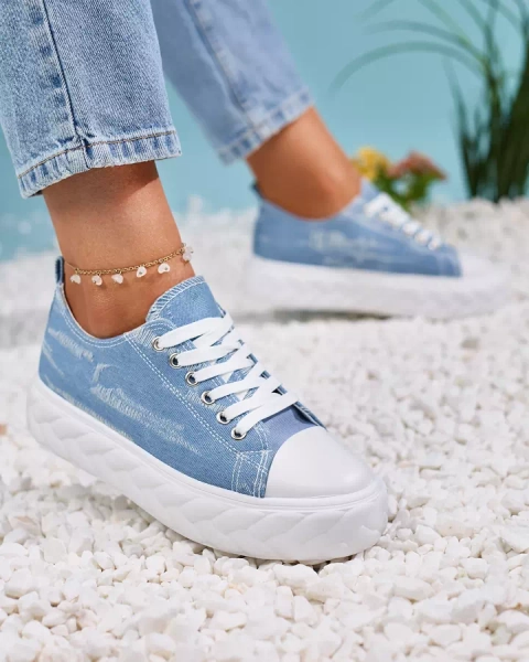 Royalfashion Baskets en denim bleu pour femme avec frottement Nerolera