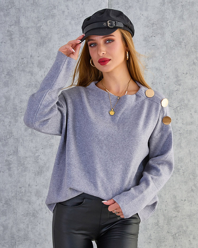Royalfashion Pull fin pour femme avec décorations sur les épaules